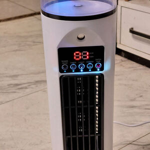 White & Black Portable Tower Fan Humidifier Cold Air